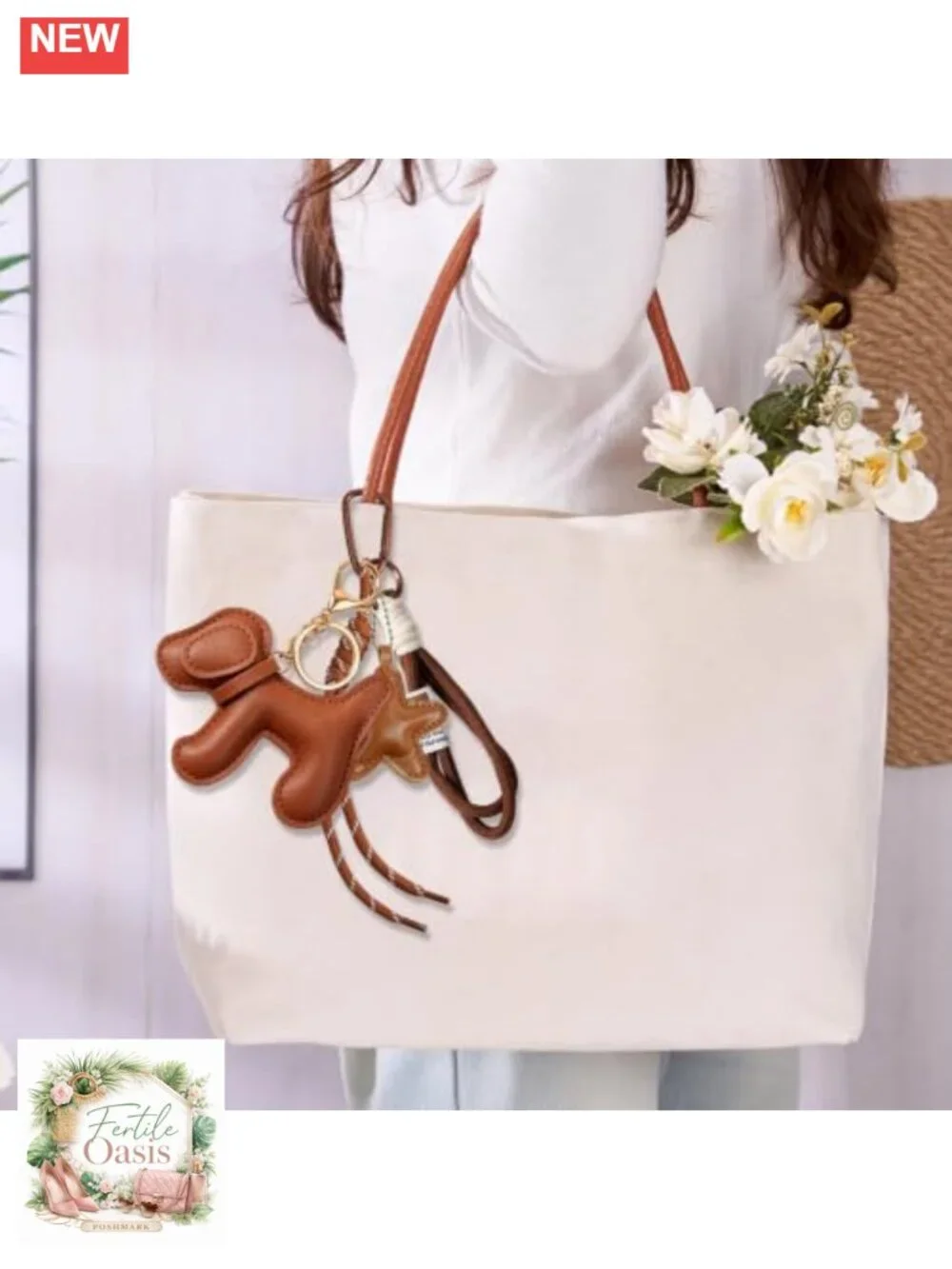 PU Leather Dog Keychain Bag Charm Star Pendant Y2K Tassel